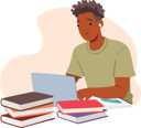 پیش‌نمایش فایل boy-seated-at-desk-with-laptop-papers-and-textbooks-8686947 از پک دانش‌آموزان و دانشجویان