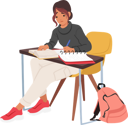 پیش‌نمایش فایل girl-seated-at-desk-with-papers-diligently-reading-textbook-8686931 از پک دانش‌آموزان و دانشجویان