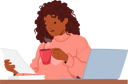 پیش‌نمایش فایل multitasking-woman-reads-paper-and-sips-coffee-at-desk-8924706 از پک افراد