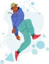 پیش‌نمایش فایل young-african-american-male-defying-norms-with-a-daring-and-unconventional-pose-8924686 از پک افراد