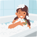 پیش‌نمایش فایل little-girl-gleefully-lathering-body-with-sponge-in-bath-9649828 از پک روال روزانه