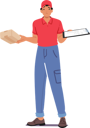 پیش‌نمایش فایل befuddled-courier-character-holds-a-parcel-in-one-hand-and-a-clipboard-in-the-other-9784849 از پک خدمات تحویل