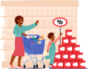 پیش‌نمایش فایل mother-and-son-excitedly-browse-for-discounted-items-in-bustling-supermarket-9952768 از پک بچه‌ها / کودکانه