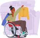 پیش‌نمایش فایل black-female-in-wheelchair-gracefully-selects-stylish-clothing-in-store-10270729 از پک افراد در ویلچرها