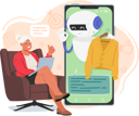 پیش‌نمایش فایل chatbot-helps-elderly-woman-to-doing-online-shopping-10525693 از پک افراد با چت‌بات