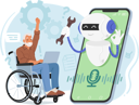 پیش‌نمایش فایل disabled-man-is-working-on-chatbot-application-10525696 از پک افراد با چت‌بات