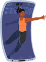 پیش‌نمایش فایل black-woman-leans-out-of-a-mobile-phone-screen-10674029 از پک افراد با گوشی‌های هوشمند