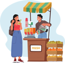 پیش‌نمایش فایل salesman-sells-fruit-juice-11167519 از پک کشاورزان