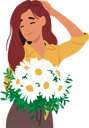 پیش‌نمایش فایل graceful-maiden-character-posing-with-bouquet-of-chamomile-blooms-their-delicate-petals-mirroring-her-youth-11272440 از پک زنان با گل