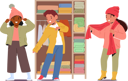 پیش‌نمایش فایل excited-kids-gather-near-wardrobe-11272405 از پک بچه‌ها / کودکانه