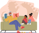 پیش‌نمایش فایل granddad-sits-on-cozy-sofa-and-reading-magical-fairy-tale-book-to-grandchild-11272396 از پک بچه‌ها / کودکانه