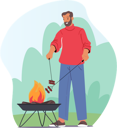 پیش‌نمایش فایل man-cooking-sausage-on-campfire-4538757 از پک غذا و نوشیدنی