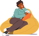 پیش‌نمایش فایل young-woman-sitting-on-beanbag-and-drinking-coffee-4538784 از پک غذا و نوشیدنی