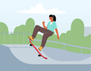 پیش‌نمایش فایل stylish-skating-teenager-jumping-on-high-speed-on-board-4539238 از پک ورزشی