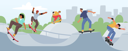 پیش‌نمایش فایل young-people-skating-longboard-in-city-park-4539237 از پک ورزشی