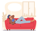 پیش‌نمایش فایل woman-dreaming-while-lying-on-couch-4539064 از پک افراد