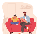 پیش‌نمایش فایل angry-dad-sit-on-couch-scold-son-closing-ears-with-hands-4538721 از پک کودکان و خانواده