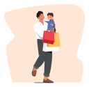 پیش‌نمایش فایل father-with-little-son-on-hands-holding-colorful-paper-bags-4538679 از پک کودکان و خانواده