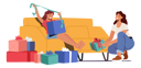 پیش‌نمایش فایل mother-presenting-gifts-wrapped-with-bows-to-little-daughter-on-birthday-4538714 از پک کودکان و خانواده