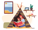 پیش‌نمایش فایل mother-reading-with-little-daughter-sitting-in-toy-wigwam-in-kids-room-happy-family-characters-spending-time-together-4538696 از پک کودکان و خانواده