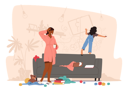 پیش‌نمایش فایل mother-shocked-with-little-girl-painting-on-wall-4538707 از پک کودکان و خانواده