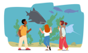 پیش‌نمایش فایل school-kids-stand-at-oceanarium-rear-view-4538704 از پک کودکان و خانواده