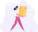پیش‌نمایش فایل successful-business-woman-carry-stack-of-gold-coins-4587531 از پک زمان پول