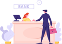 پیش‌نمایش فایل woman-bank-operator-sitting-at-desk-and-business-man-client-communication-4587516 از پک زمان پول