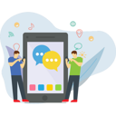 پیش‌نمایش فایل friends-chatting-on-social-media-app-5112741 از پک رسانه‌های اجتماعی