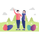 پیش‌نمایش فایل couple-stand-in-the-park-with-easter-eggs-5143131 از پک عید پاک
