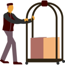 پیش‌نمایش فایل hotel-worker-pushing-luggage-cart-5226357 از پک هتل