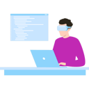 پیش‌نمایش فایل man-wearing-vr-glasses-and-working-on-software-programming-on-his-laptop-5664065 از پک فناوری واقعیت مجازی (تصویرسازی)