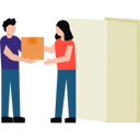 پیش‌نمایش فایل delivery-boy-delivers-parcel-to-girl-at-door-6474349 از پک خرید و تحویل