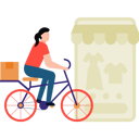 پیش‌نمایش فایل girl-delivering-package-by-bicycle-6474361 از پک خرید و تحویل