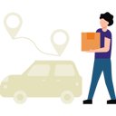 پیش‌نمایش فایل girl-delivering-package-by-car-6474368 از پک خرید و تحویل