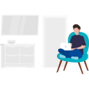 پیش‌نمایش فایل boy-is-using-a-laptop-on-a-chair-7542183 از پک کار از خانه