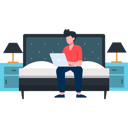 پیش‌نمایش فایل boy-sitting-on-bed-working-on-laptop-7542243 از پک کار از خانه
