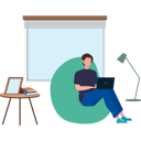 پیش‌نمایش فایل boy-sitting-on-sofa-working-on-laptop-7542176 از پک کار از خانه