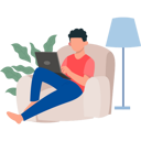 پیش‌نمایش فایل boy-sitting-on-sofa-working-on-laptop-7542269 از پک کار از خانه
