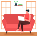 پیش‌نمایش فایل girl-is-working-from-home-7542266 از پک کار از خانه