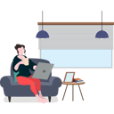 پیش‌نمایش فایل girl-sitting-on-sofa-with-cup-of-coffee-7542239 از پک کار از خانه