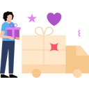 پیش‌نمایش فایل girl-sending-gift-via-delivery-truck-7656976 از پک هدیه