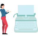 پیش‌نمایش فایل girl-pointing-at-typewriter-7722362 از پک سبک زندگی و سرگرمی