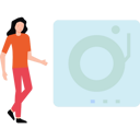 پیش‌نمایش فایل girl-pointing-music-player-7722367 از پک سبک زندگی و سرگرمی