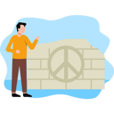 پیش‌نمایش فایل boy-looks-at-peace-sign-on-wall-8102262 از پک صلح