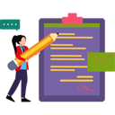 پیش‌نمایش فایل girl-writing-on-clipboard-8102098 از پک فرآیند خوش‌آمدگویی