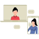 پیش‌نمایش فایل girls-in-online-meeting-8102157 از پک جلسه آنلاین و کنفرانس تلفنی