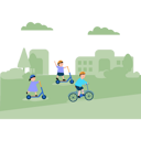 پیش‌نمایش فایل children-riding-skating-bikes-in-park-8102228 از پک پارک