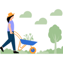 پیش‌نمایش فایل girl-carrying-trolley-of-plants-8102221 از پک پارک