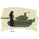 پیش‌نمایش فایل cute-girl-looking-at-military-tank-8226840 از پک سلاح‌ها و جنگ